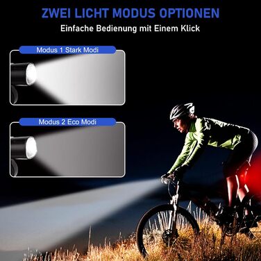 Набір LED-ліхтарів для велосипеда: фара та задній ліхтар, USB-зарядка, водонепроникність, схвалено STVZO, для дітей та дорослих