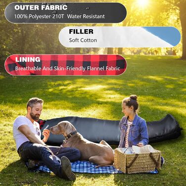 Спальний мішок WKFAMOUT Mumienschlafsack Outdoor -12°C-0°C, 500GSM, фліс, 3-4 сезони, для дорослих та дітей, чорний