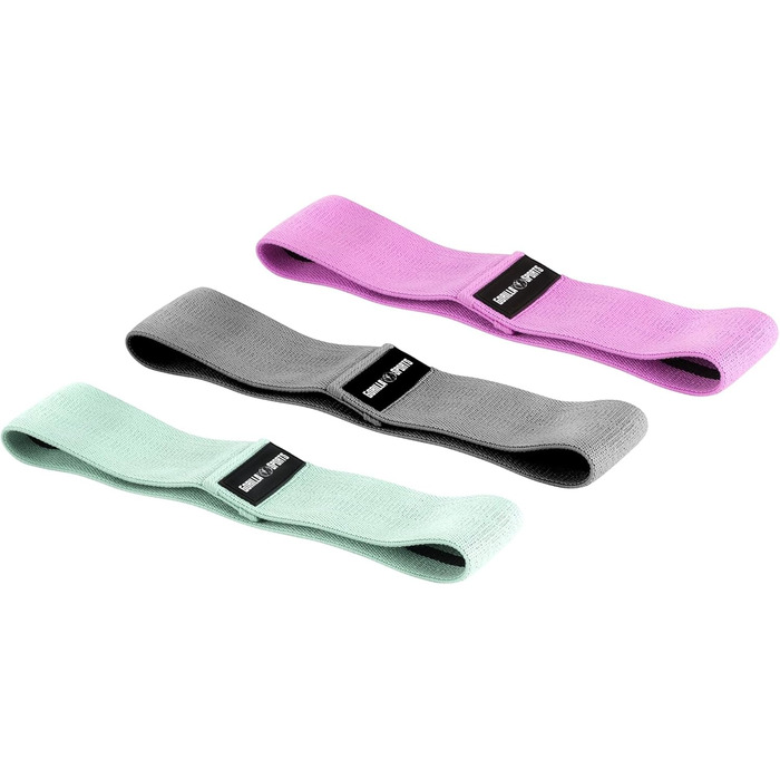 Гума для фітнесу GORILLA SPORTS® - набір 3 шт., з сумкою, 3 рівні опору та кольори, 76 см, нековзна, гумова - еспандер, фітнес-гумка, тренувальний банд, hip bands, йога, тренування ніг