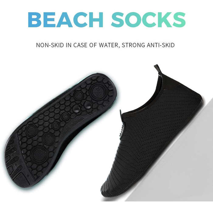 Аквашузи для плавання та відпочинку на пляжі - чоловічі та жіночі, чорні, розмір 35/36 EU