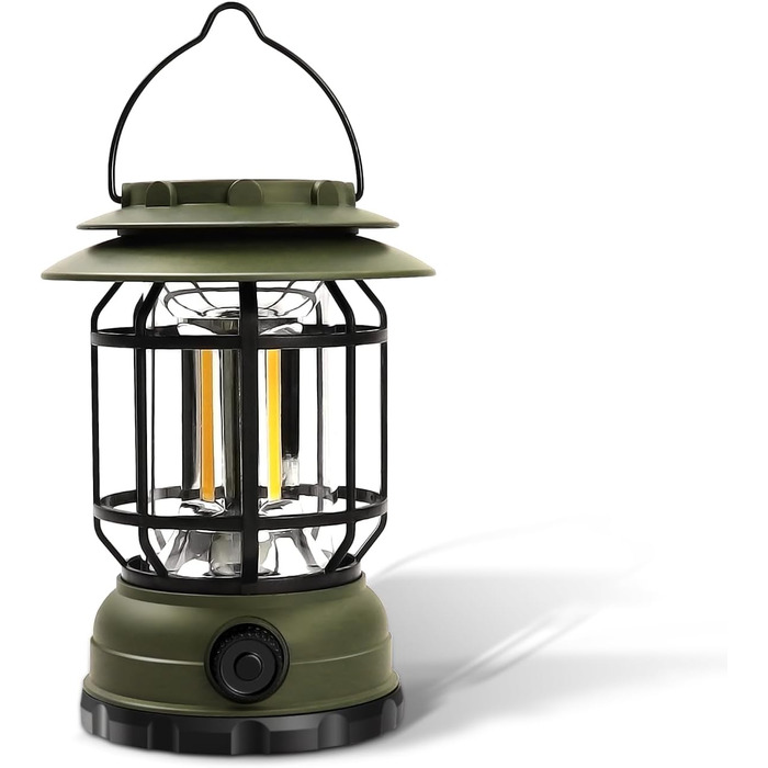 Перезаряджувана кемпінгова лампа ExtraStar з 3 режимами, аварійне світло IPX4, водонепроникна для кемпінгу, піших прогулянок, риболовлі, відключень електроенергії - оливковий