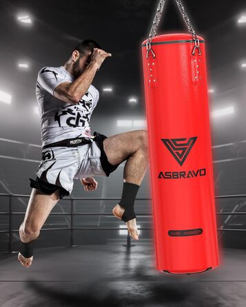 Боксерський мішок ASBRAVO 4 фути з PU для дорослих, комплект з 12OZ рукавицями для MMA, Муай Тай, кікбоксингу, тренувань вдома, бойових мистецтв (без наповнювача)