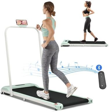 Бігова доріжка SogesHome 2 в 1 для дому, Walking Pad, фітнес-тренажер із пультом, 1-6 км/год, LED-дисплей, Bluetooth-динамік, зелена