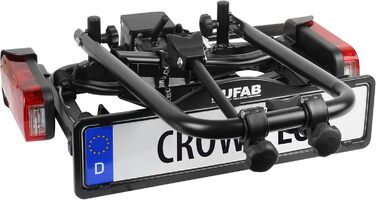 Велосипедний багажник EUFAB CROW BASIC для 2 велосипедів (E-bike), на фаркоп, частково зібраний, чорний