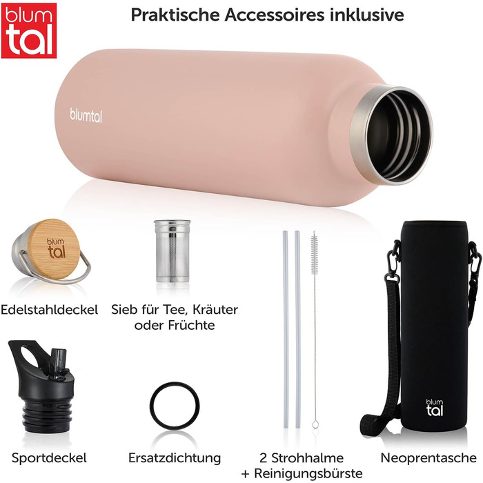 Термосфляка Blumtal 1л з нержавіючої сталі, подвійні стінки, ізоляція, без BPA, зелений колір