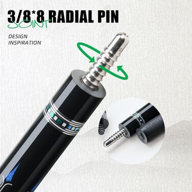 KONLLEN Billardqueue з карбону, 58 дюймів: професійний більярдний кий для дорослих, повна карбонова технологія, низький опір, наконечник 12,5 мм (Pro Taper, ультрагладкий) (AMG-2F-Blue)