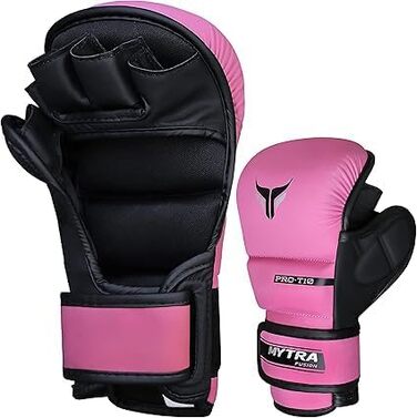 MMA рукавички Mytra Fusion для жінок, 7oz, відкрита вентильована долоня, для спарингу, рожеві