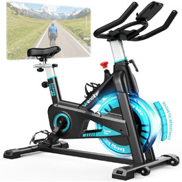 Венкер: Велотренажер для дому з магнітним опором, Indoor Spinning Bike, до 160 кг, блакитний, з додатком