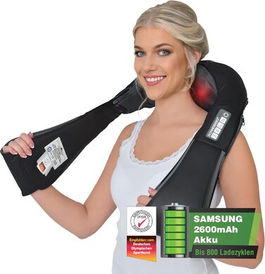 Масажер для шиї та плечей Donnerberg 4D Shiatsu, бездротовий, з акумулятором, вібраційний, оригінал, довговічна батарея