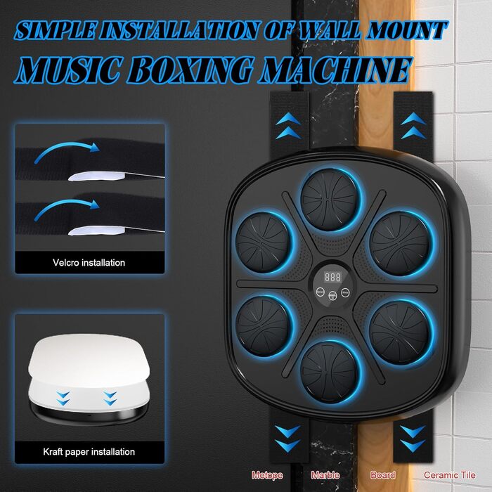 Розумна музична боксерська машина (оновлена версія), настінна Bluetooth музична груша з рукавичками для дорослих і дітей, для дому та приміщень