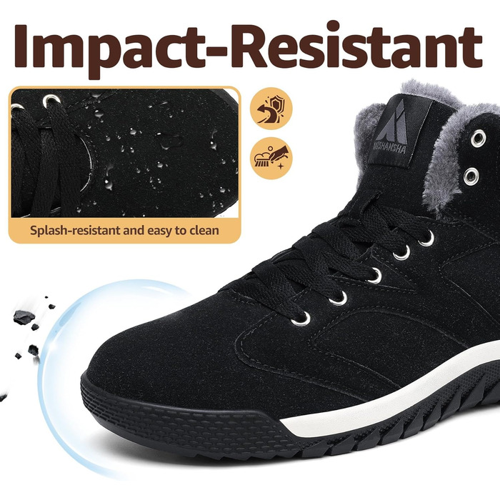 Черевики зимові жіночі Mishansha, тепла підкладка, снігоступи, зимові черевики для активного відпочинку, розмір 36-48 EU, колір чорний