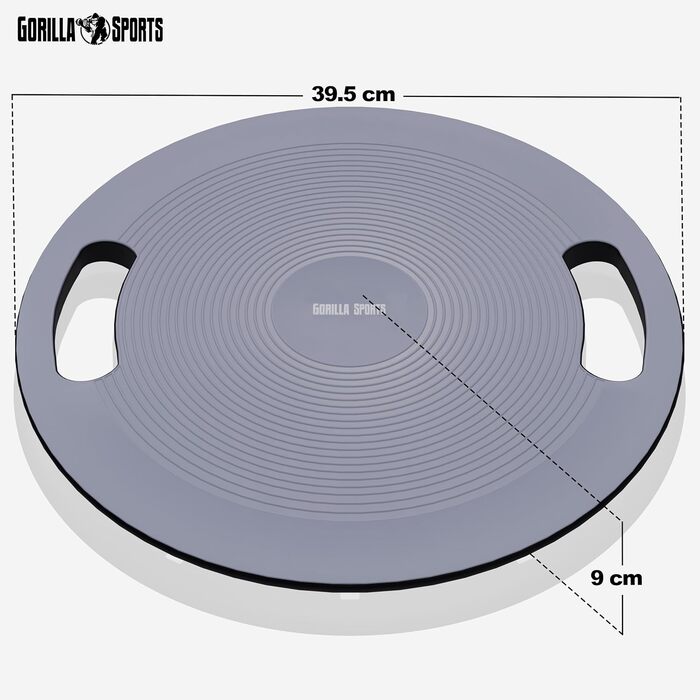 Балансборд GORILLA SPORTS® Ø 40 см, до 110-180 кг, дерево/пластик - для рівноваги, терапії, тренувань, для дітей та дорослих, з ручками
