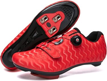 Велосипедні черевики для чоловіків та жінок. Сумісні з педалями Look SPD, SPD-SL, Delta Lock. Підходять для Peloton. Червоні, розмір 38 EU.