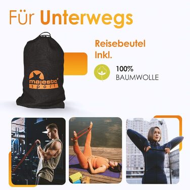 Набір еластичних стрічок для фітнесу Majestic Sport (4 шт.): жовтий, червоний, фіолетовий, чорний