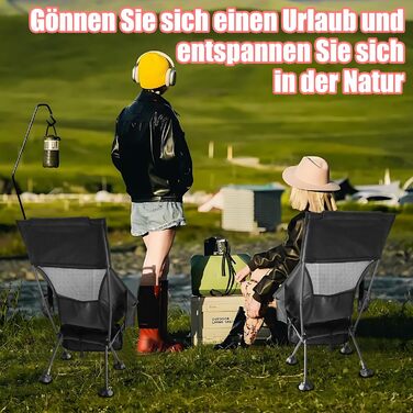 Складний туристичний стул Bindokun 120кг, ультралегкий, компактний, з кишенями та підголівником, для риболовлі та піших прогулянок (червоний)