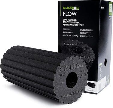 BLACKROLL® FLOW міофасціальний ролер для самомасажу, середня жорсткість, чорний, з карткою вправ