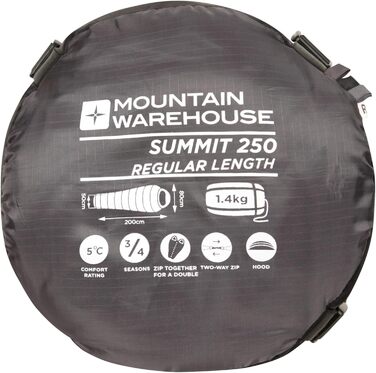 Сплячий мішок Mountain Warehouse Summit 250 - 3/4 сезону, ізольований, для кемпінгу та трекінгу, 215 см