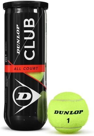 Тенісний м'яч Dunlop Club All Court - для ґрунту, хард-корту та трави (1x3 шт.), білий/жовтий, 3 м'ячі