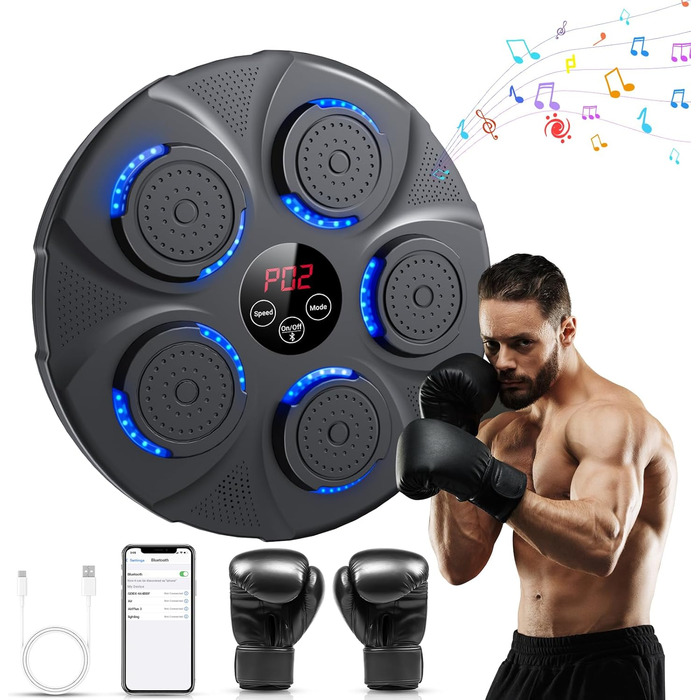 Боксерський тренажер NVKHG з музикою, портативний Bluetooth, для дорослих та дітей, з боксерськими рукавичками, обладнання для дому, офісу, фітнес-клубу XL