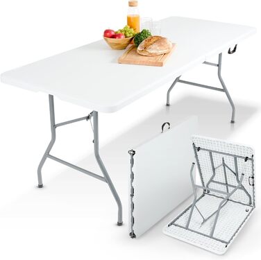 Складаний садовий стіл Arebos Buffettisch 182x74x74 см | Стіл для відпочинку, вечірок, кемпінгу | Білий
