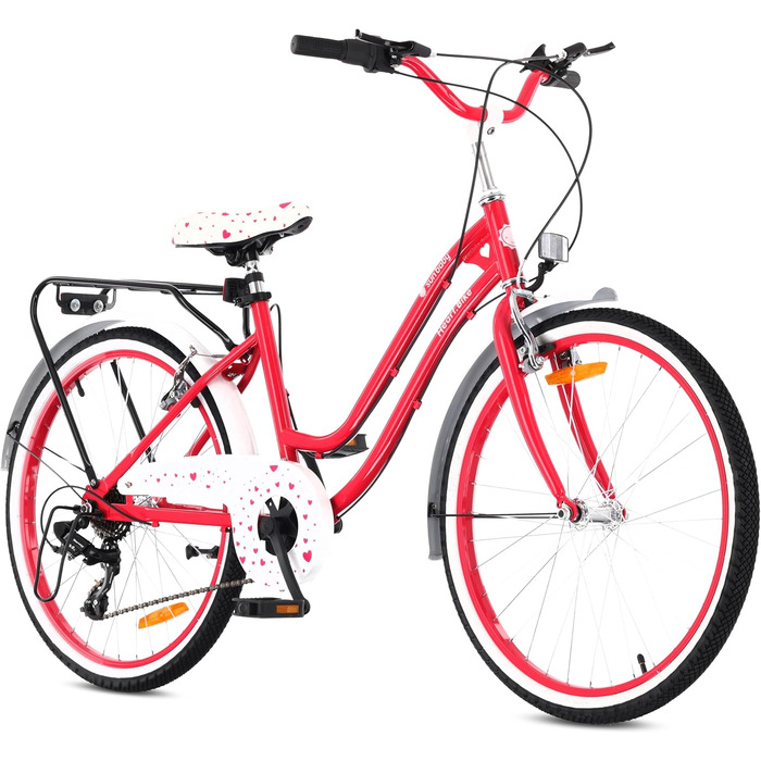 Дівчачий велосипед Sun Baby 20 дюймів, 6 швидкостей Shimano, для дітей 6-10 років, білий/золотий, Heart Bike