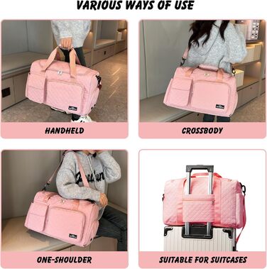 Спортивна сумка для жінок та чоловіків з відділеннями для взуття та мокрих речей, водонепроникна сумка для подорожей, йоги, залу та басейну (Рожева)