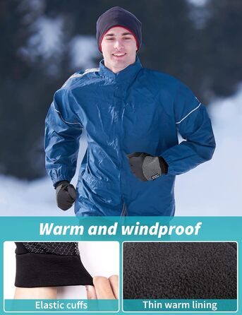 Becellen Велосипедні рукавички чоловічі зимові безпальцеві термо рукавички з сенсорним екраном, неслизькі для велосипеда, мотоцикла, бігу, катання на лижах, активного відпочинку (чорні)