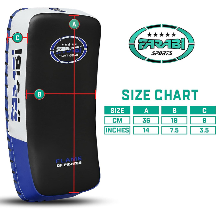 Подушки для ударів Farabi Sports Curved Kick Pads, сині - для кікбоксингу, ММА, Муай Тай, тренувань та кікбоксингу