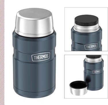 Термос STAINLESS KING для їжі, 0,47л, нержавіюча сталь, чорний матовий, з ложкою, BPA-free