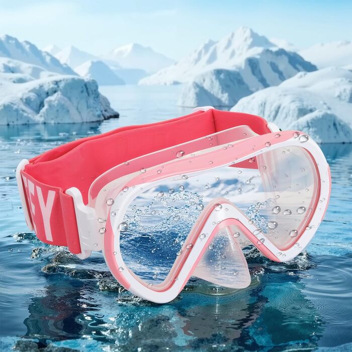 Дитячі маски для снорклінгу Kinder з трубкою, 180° панорама, проти запотівання, для дітей 4-16 років (рожевий)