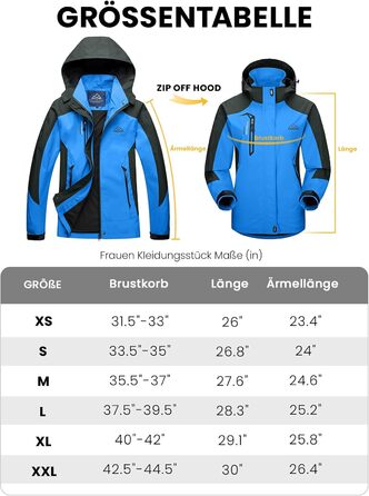 Жіноча трекінгова куртка Outdoor, вітронепроникна та водонепроникна куртка-дощовик, дихаюча функціональна куртка з відстібаною капюшоном (Блакитна, M)