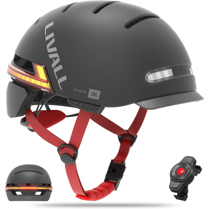 Смарт велосипедний шолом LIVALL BH51M NSO з Bluetooth, динаміками, мікрофоном, інтелектуальними покажчиками повороту, візором та датчиком падіння для дорослих