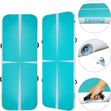 CCLIFE Airtrack Tumbling Mat - килимок для гімнастики, розкладна, з електропомпою, 1/3/4/5м, товщина 10/20см, зелений