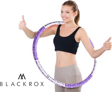 Обруч для фітнесу BLACKROX HOOPAROX: регульована вага 1,2-4 кг, фітнес, масаж, схуднення, для дорослих, фіолетовий та білий