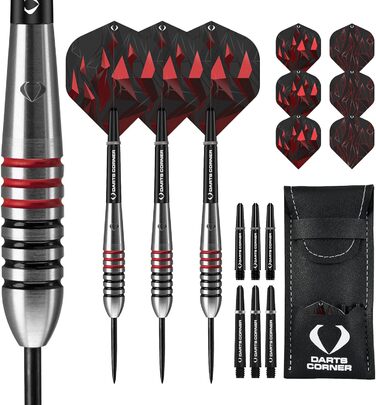 Набір дартсів Darts Corner Astrofire 21 г — 90% вольфрам, сталеві наконечники, 6 флайтів, 6 шафтів, кейс, картка, кільця