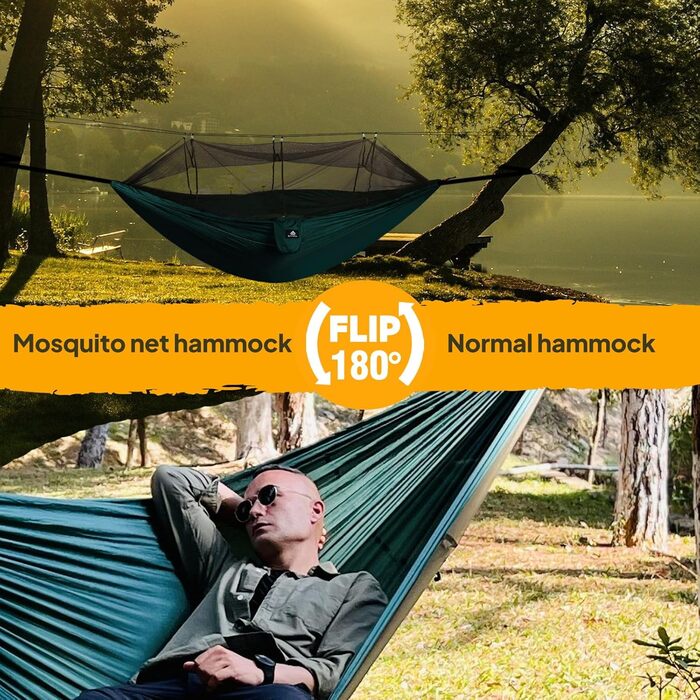 Гамак-сітка від комарів NATUREFUN, 300 кг, дихаючий, швидковисихаючий, темно-зелений (300 x 200 см)