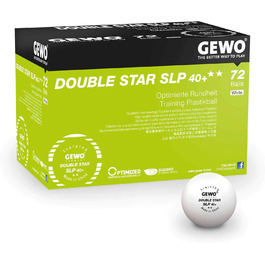 GEWO Double Star SLP тенісні м'ячі 2 зірки, пластикові 40+ мм, безшовні, професійні тренувальні, 72 шт., білі