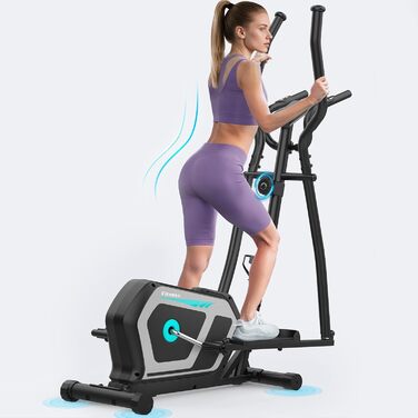 Еліптичний тренажер Crosstrainer 3-в-1 для дому з LCD-монітором та регулюванням навантаження до 130 кг, чорний