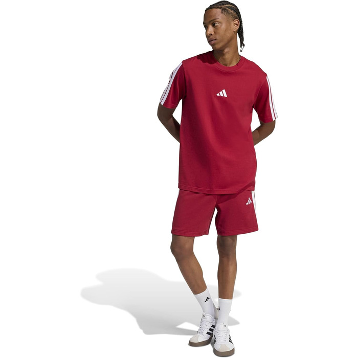 Чоловічі шорти Adidas Essential Three Stripes French Terry (XXL, Active Maroon/White) з трьох смужок