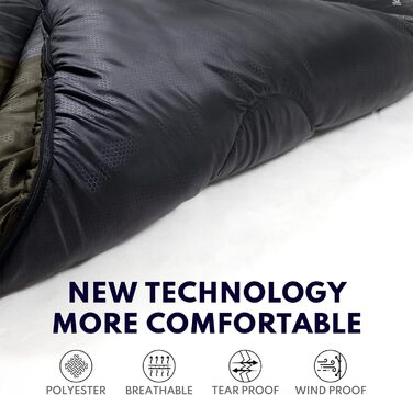 Спальний мішок XXL для дорослих, тепла погода, 3.2 кг, темно-сірий. Підходить для кемпінгу, зимових походів, полювання та подорожей. З компресійним мішком.