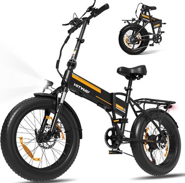 Електровелосипед HITWAY 20x4.0 Fat Tire, складаний, 250 Вт, знімний акумулятор 12Ah 36V/48V, для гір, пляжу і снігу