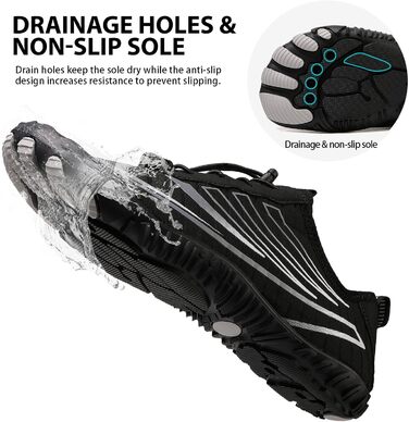 Чоботи для плавання та серфінгу для чоловіків та жінок, дихаючі, швидковисихаючі, антиковзаючі, розмір 36-47, колір чорний