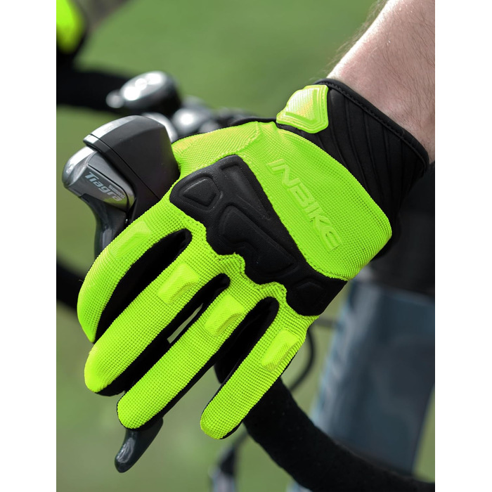 Рукавички INBIKE MTB для катання на велосипеді: захист пальців TPR, SCR-підкладка, зелені, розмір M