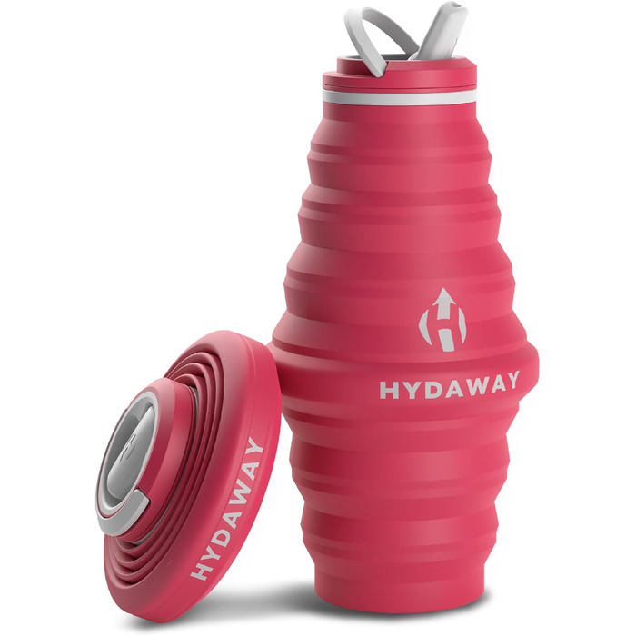 Складна пляшка для води HYDAWAY 750 мл, силіконова, з носиком, ультракомпактна, дорожня, харчове силікон, малинова