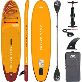 Надувний SUP Board Aqua Marina Fusion (330x81x15 см) + весло Dual-Tech чорного кольору
