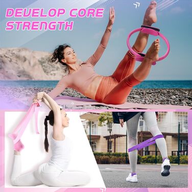 Pilates Ring Set 22 шт. для жінок: еспандери, м'ячі для йоги, ремінь, шкарпетки, браслети, сумка для тренувань Poen