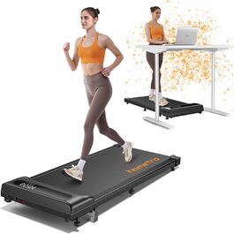 Walking Pad з нахилом 9% - компактне бігове полотно 1-8 км/год, портативне та легке у переміщенні, керування через APP та пульт дистанційного керування (з функцією паузи), без монтажу, економія місця, з LED-дисплеєм - для офісу та дому, Black Walking Pad з нахилом