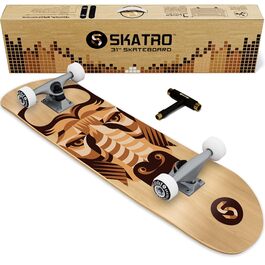Професійний скейтборд SKATRO 78.7 см, Комплект для дорослих, підлітків та дітей (Woodtone Buffalo)