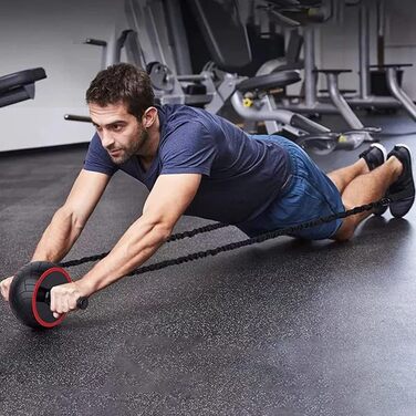 Ролер для пресу Retoo, тренажер для живота, чорний. Силове тренування вдома та в спортзалі