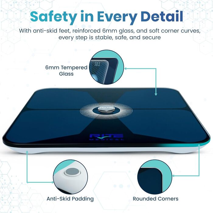 Розумні цифрові ваги з 8 електродами та BIA-технологією для аналізу складу тіла (BMI, м'язова маса), Bluetooth, мобільний додаток
